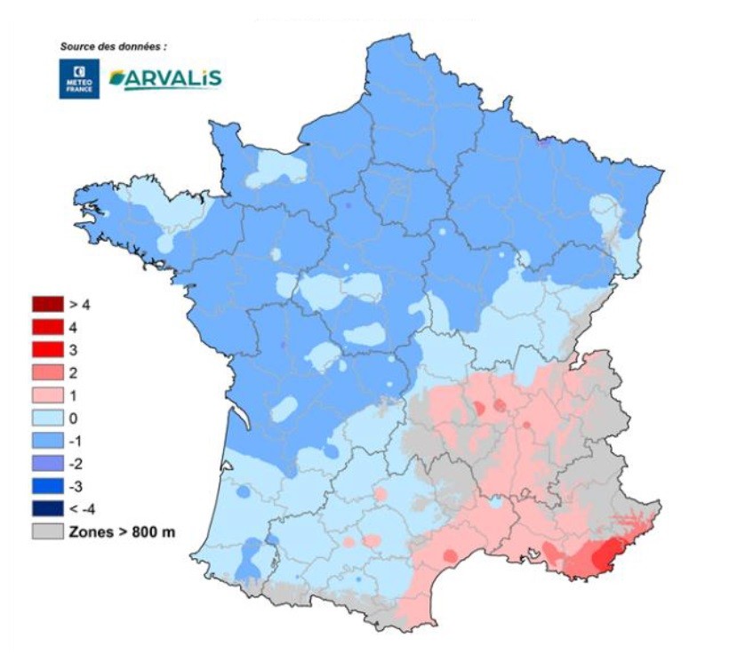 Cumul de précipitations (mm) du 15 juillet au 5 août 2023 