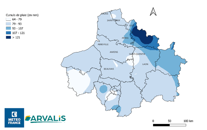 Carte 1 : Cumuls de pluies du 15 juillet au 2 août 2023